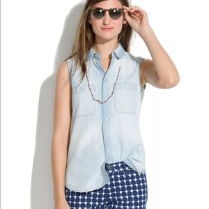Women’s Madewell Sleeveless Denim Shirt, Large